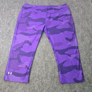 Under Armour Pants Women’s Size Large Purple Camo Capri Heat Gear Stretch